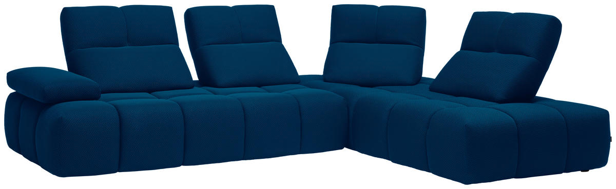 ECKSOFA in Struktur Blau  - Blau/Schwarz, Design, Kunststoff/Textil (313/233cm) - Emilio Belluti