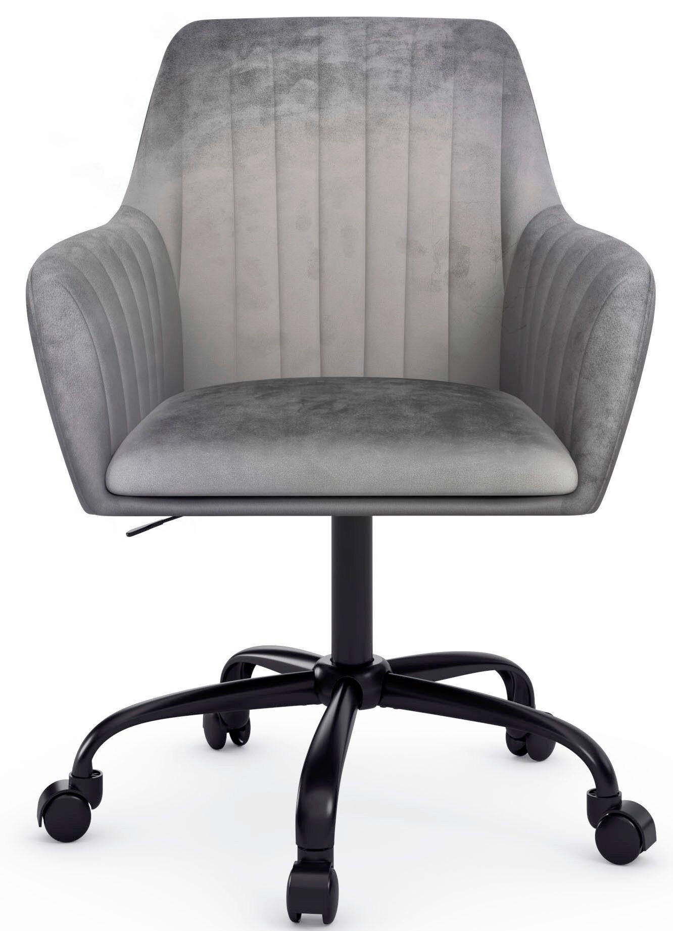 DREHSTUHL Velours Grau  - Schwarz/Grau, Design, Textil/Metall (58/78/54cm) - MID.YOU