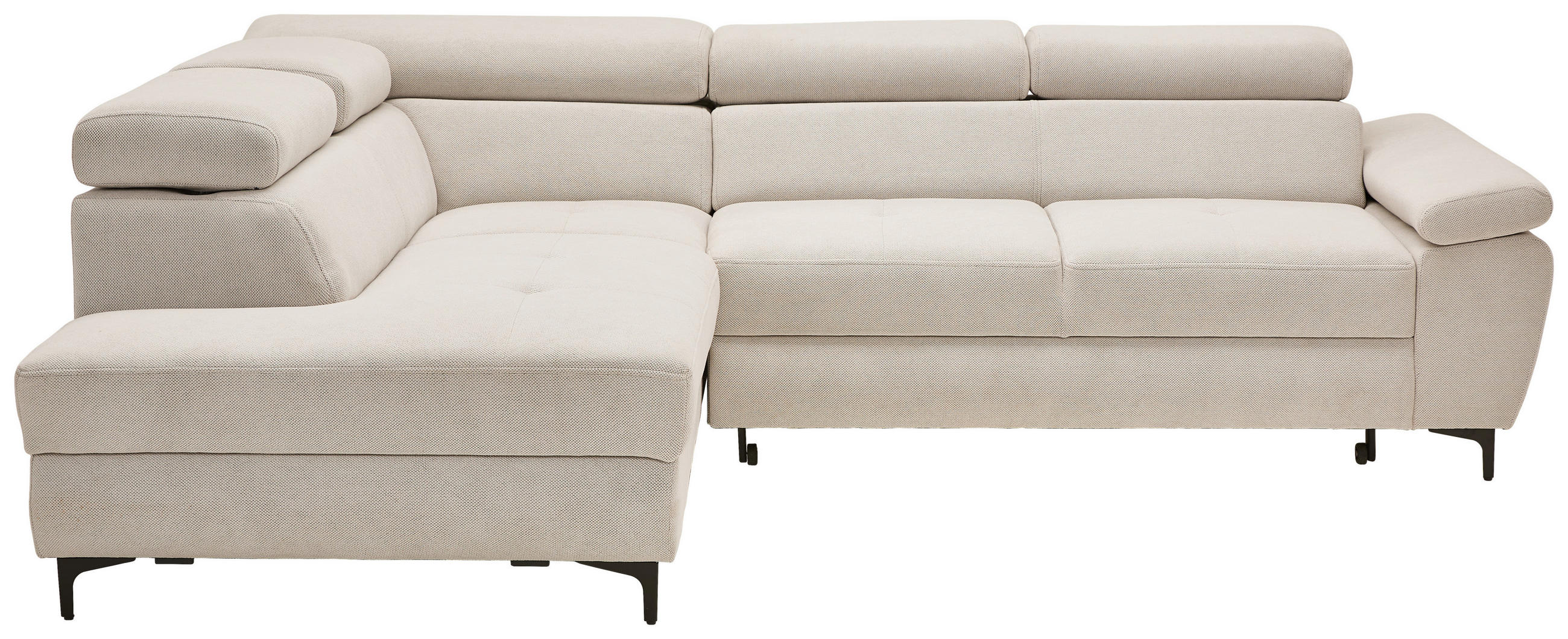 ECKSOFA in Flachgewebe Beige  - Beige/Schwarz, Design, Textil/Metall (206/266cm) - Stylife