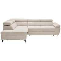 ECKSOFA in Flachgewebe Beige  206/266 cm  - Beige/Schwarz, Design, Textil/Metall (206/266cm) - Stylife