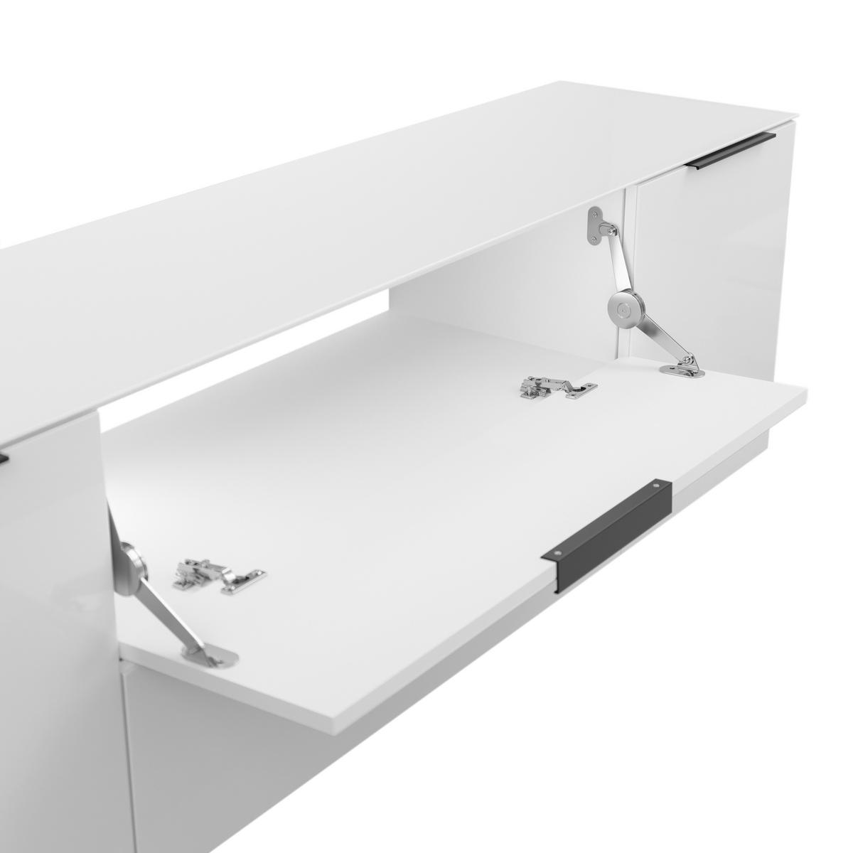 LOWBOARD Style  in 180/53,9/40 cm  - Weiß Hochglanz/Schwarz, Basics, Glas/Holzwerkstoff (180/53,9/40cm)