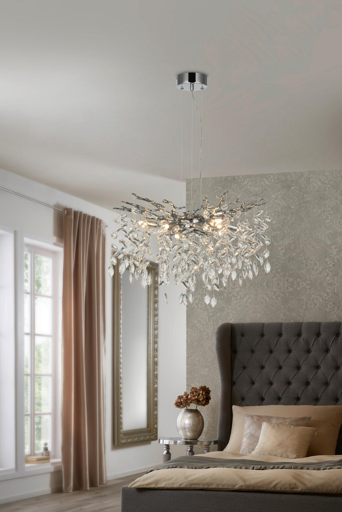 ZÁVĚSNÉ SVÍTIDLO, 60/150 cm  - čiré, Design, kov/sklo (60/150cm) - Glandor