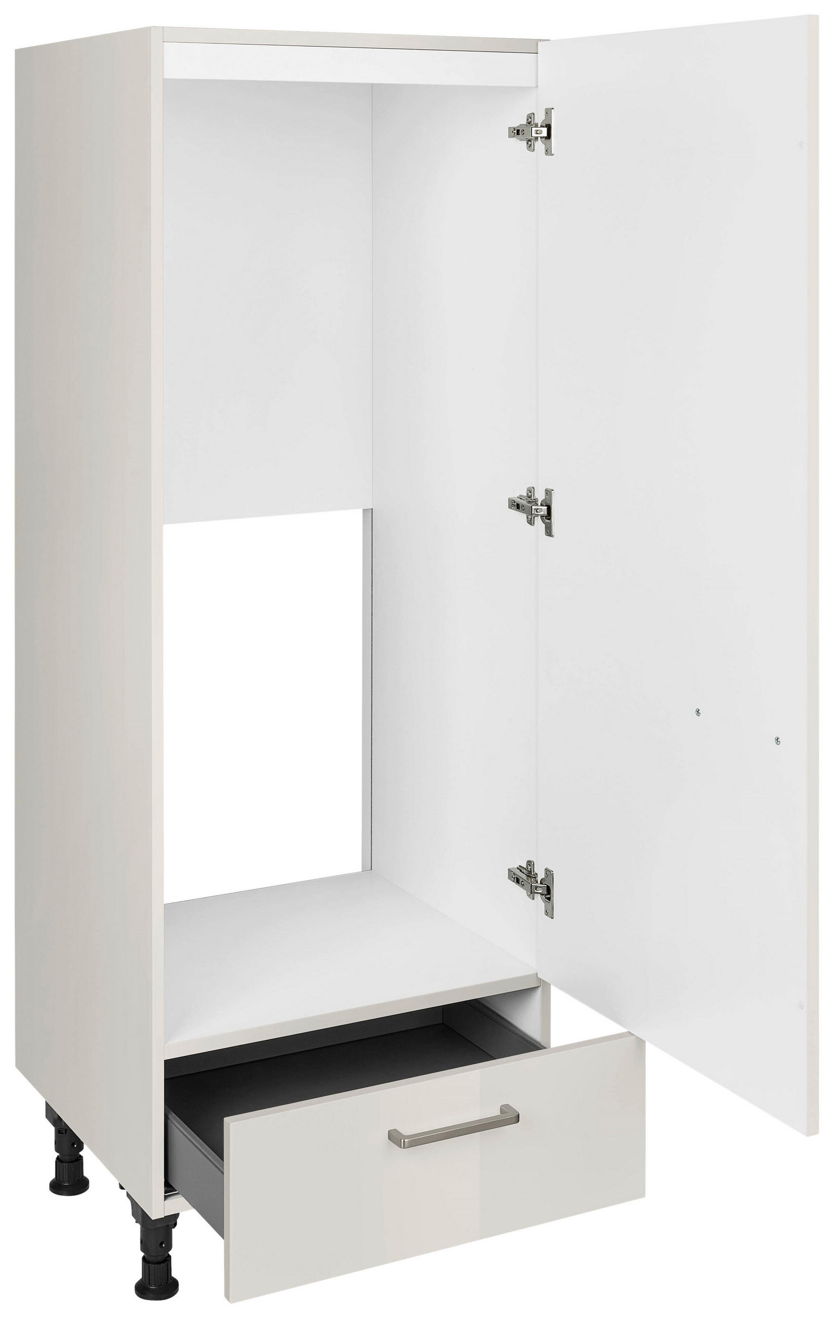 GERÄTEUMBAUSCHRANK 60/168/58 cm in Hellgrau - Edelstahlfarben/Hellgrau, MODERN, Holzwerkstoff/Metall (60/168/58cm) - Nobilia