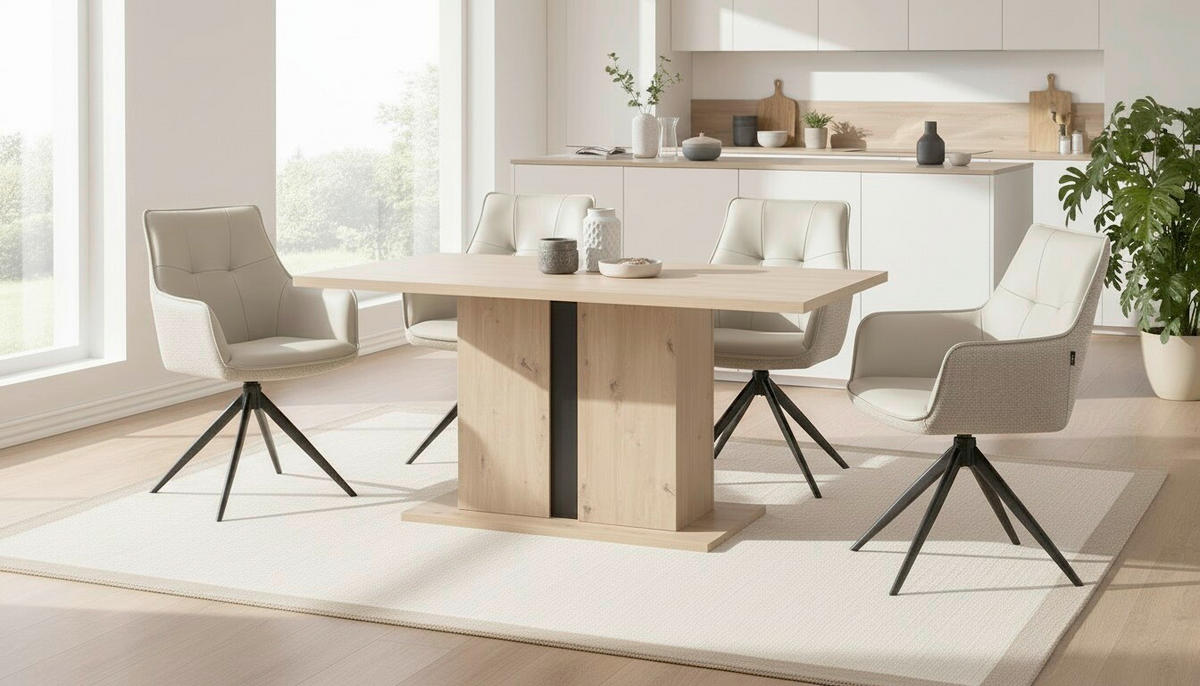 ESSTISCH 160/90/76 cm Nachbildung  Holzwerkstoff Stauraum rechteckig Schwarz, Eiche Artisan  - Schwarz/Eiche Artisan, MODERN, Holzwerkstoff (160/90/76cm) - Livetastic