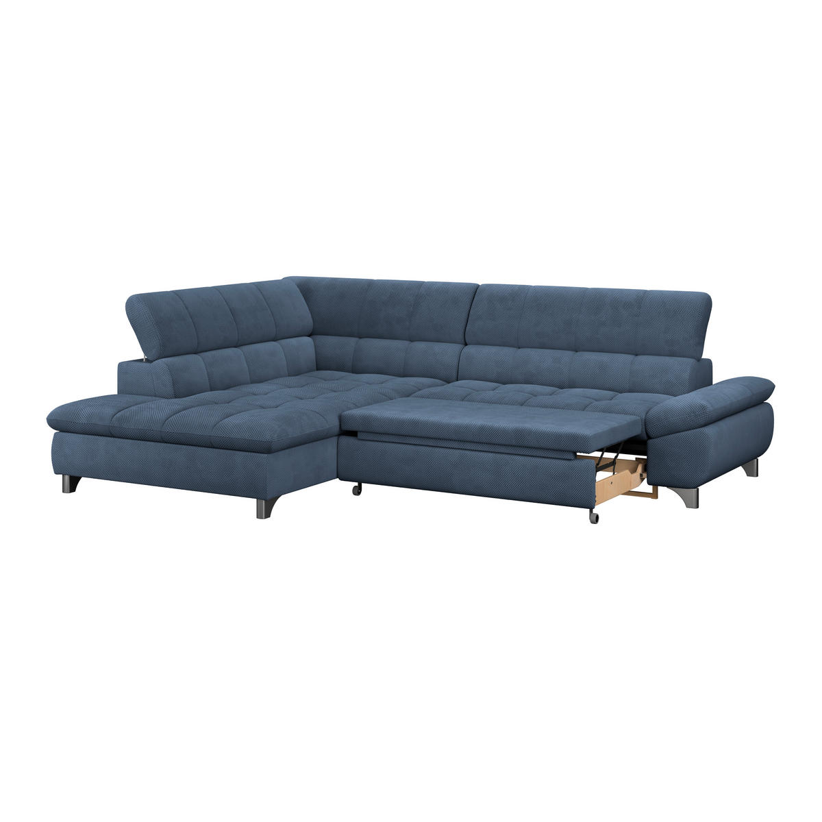 ECKSOFA Dunkelblau Chenille  - Chromfarben/Dunkelblau, KONVENTIONELL, Textil/Metall (234/312cm) - Livetastic
