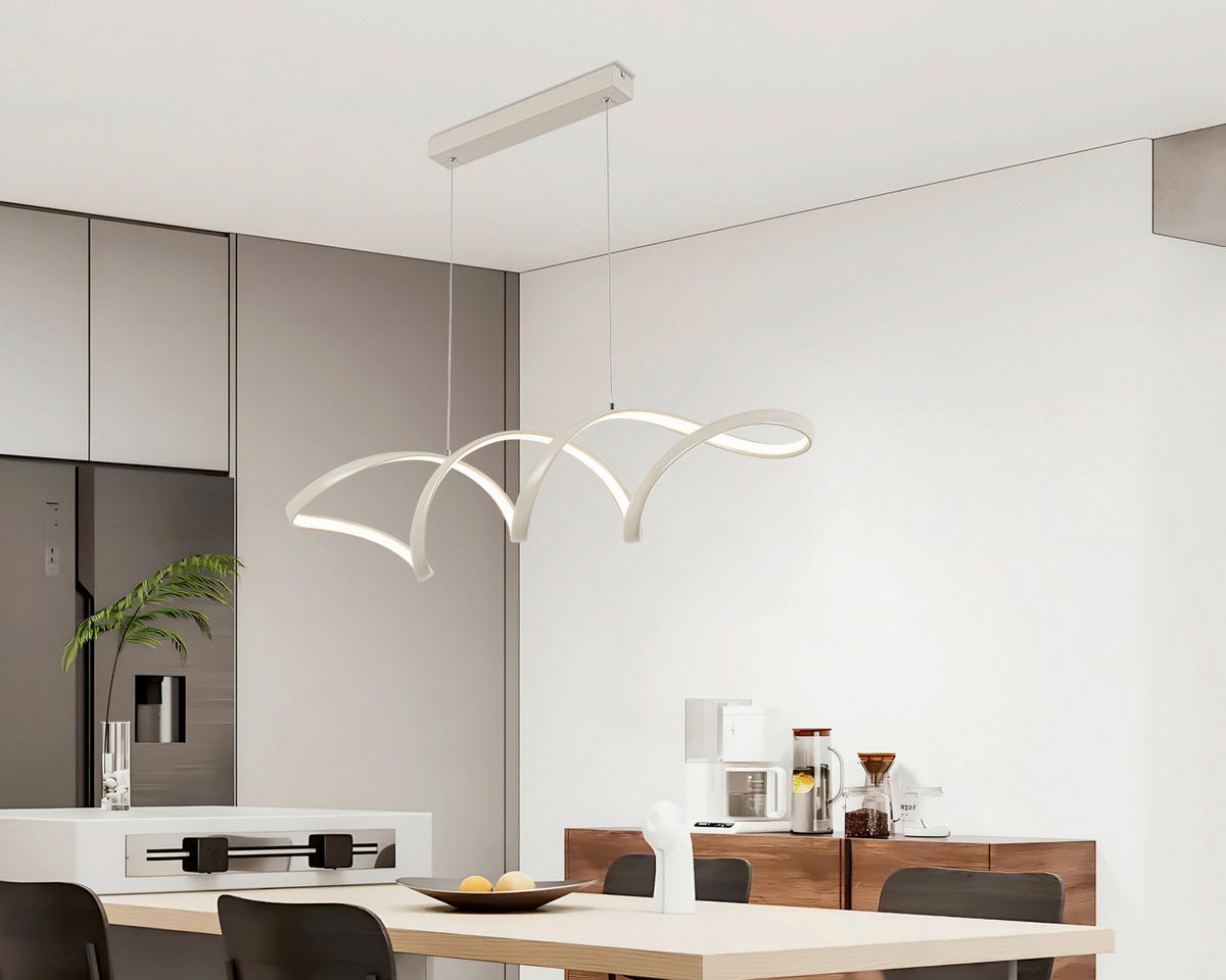 LED FÜGGŐLÁMPA 100/22/120 cm  - homokszínű, Design, műanyag/fém (100/22/120cm) - Novel