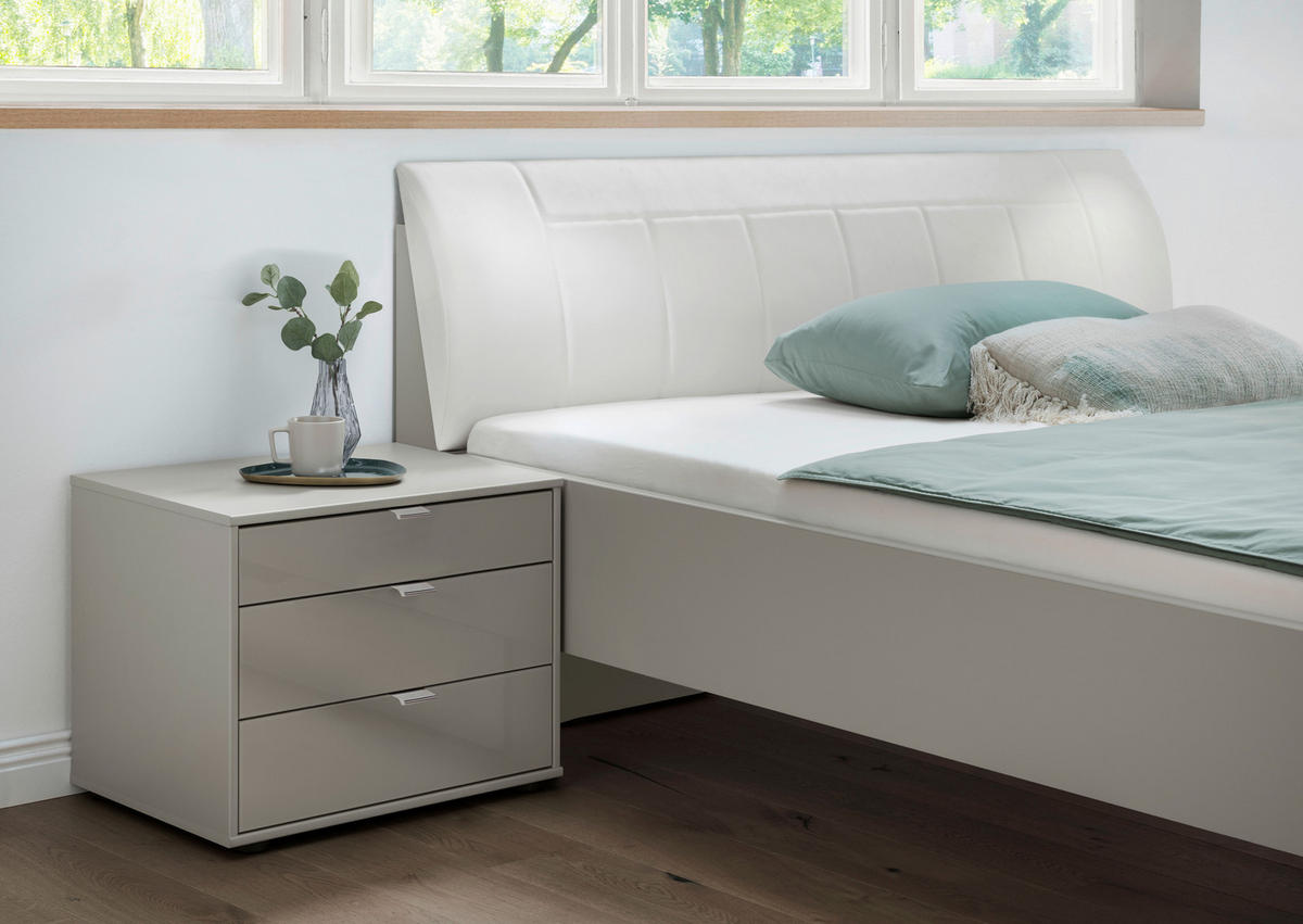 BETT 180/200 cm  in Grau, Weiss   - Chromfarben/Weiss, Konventionell, Holzwerkstoff/Textil (180/200cm) - Dieter Knoll