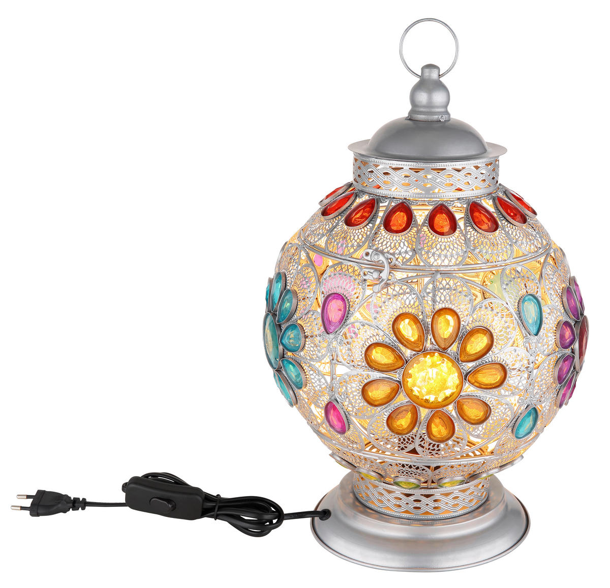 TISCHLEUCHTE - Silberfarben/Multicolor, Konventionell, Kunststoff/Metall (27/39,5cm) - Globo