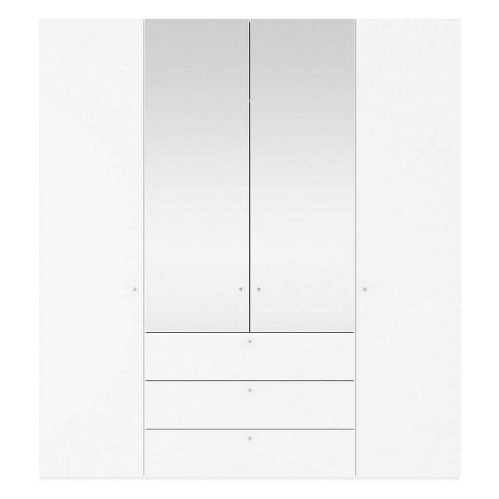 Thumbnail - Boxxx Drehtürenschrank, Weiß, Holzwerkstoff, 3 Fächer, 3 Schubladen, 203x220x59 cm, umfangreiches Zubehör erhältlich, in...