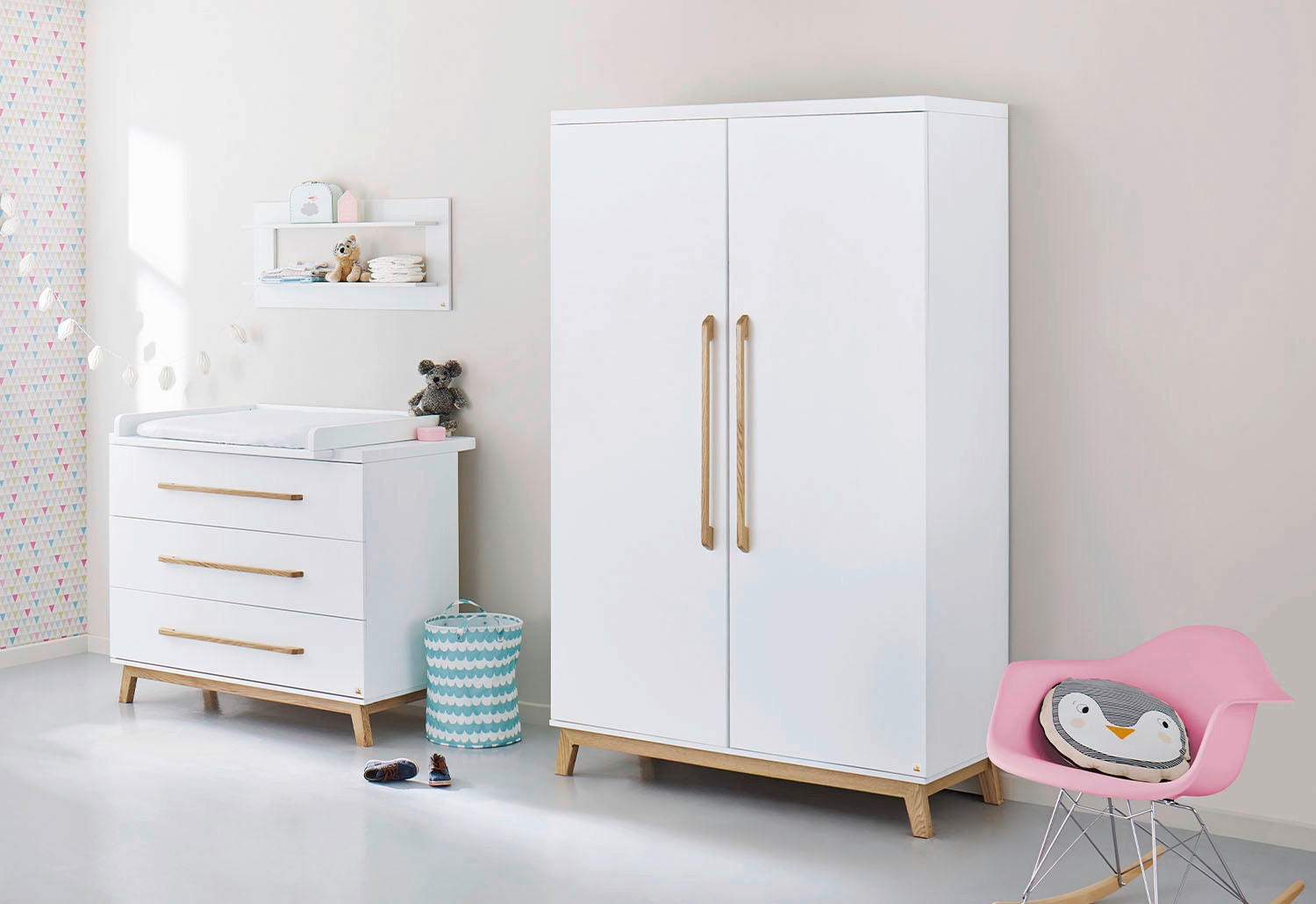 BABYKLEIDERSCHRANK PINOLINO RIVA Weiß  - Naturfarben/Weiß, Design, Holz/Holzwerkstoff (116/193/58cm) - Pinolino
