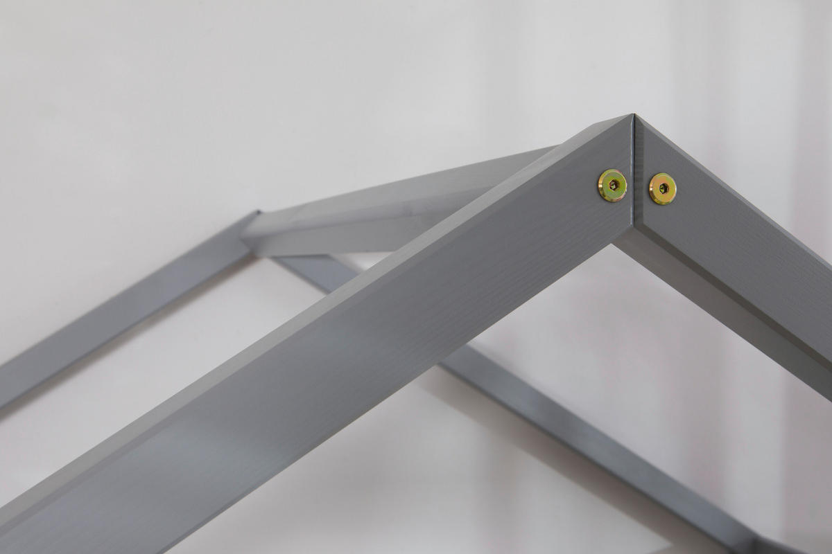 HAUSBETT 120/200 cm,  in Hellgrau, Absturzsicherung, Rollrost  - Hellgrau/Naturfarben, MODERN, Holz (120/200cm) - MID.YOU