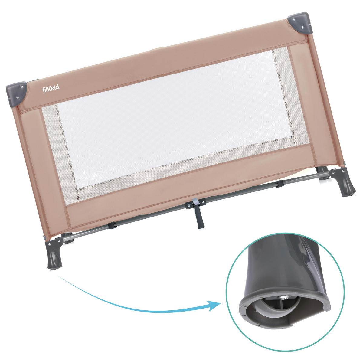 REISEBETT Beige  - Beige, Basics, Textil/Metall (120/60/76cm) - Fillikid