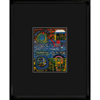 KUNSTDRUCK Landschaft & Natur, Abstraktes, Städte Multicolor, Schwarz  - Multicolor/Schwarz, Basics, Holz/Papier (31,3/25/4cm)