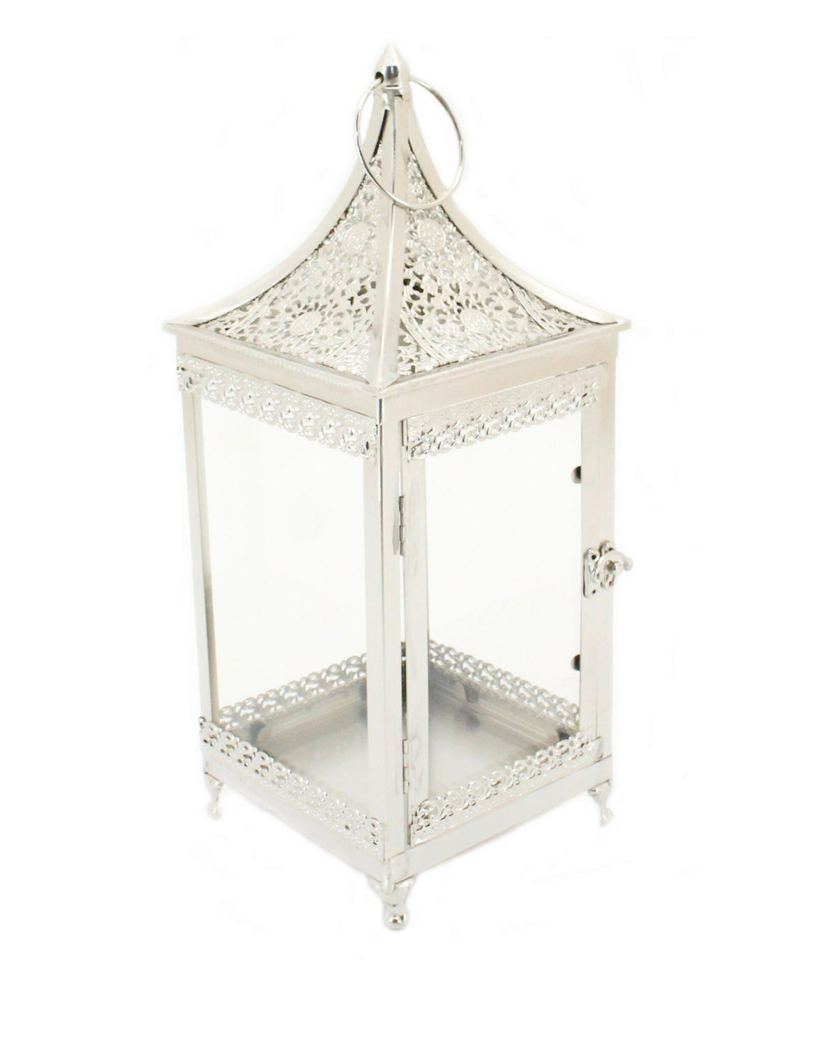 LATERNE - Silberfarben, KONVENTIONELL, Glas/Metall (17,5/44/17,5cm) - Ambia Home