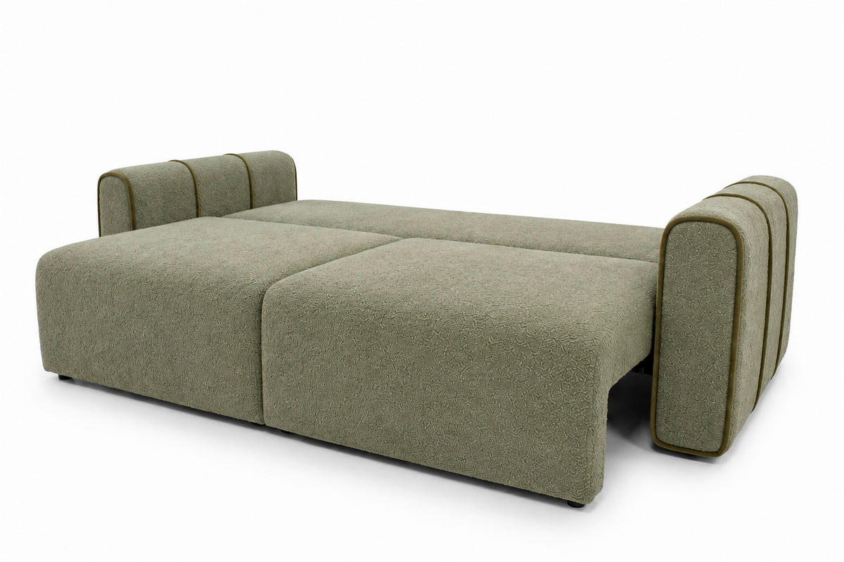 SCHLAFSOFA KIARA Bouclé Grün  inkl.  - Schwarz/Grün, Design, Kunststoff/Textil (235/100/100cm) - MID.YOU