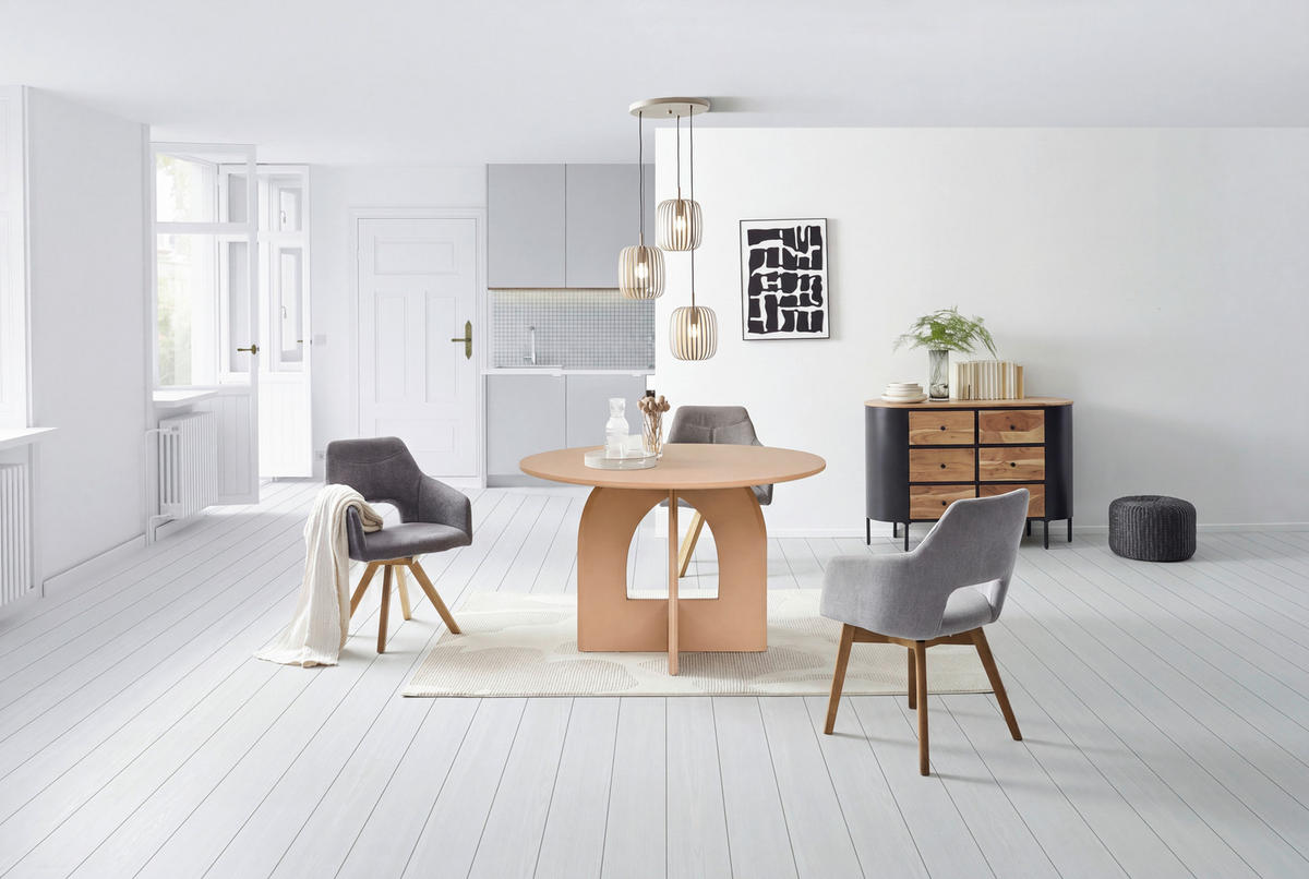 ESSTISCH 120/76/120 cm Echtholz  Holz rund Braun  - Braun, MODERN, Holz (120/76/120cm) - Livetastic