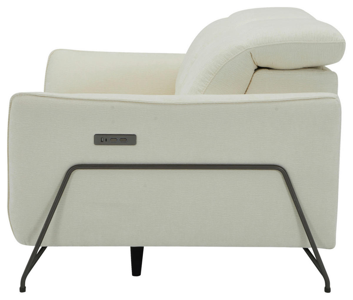 3-SITZER-SOFA in Flachgewebe Creme  - Creme/Schwarz, Lifestyle, Textil/Metall (198/83/107/111cm) - Livetastic