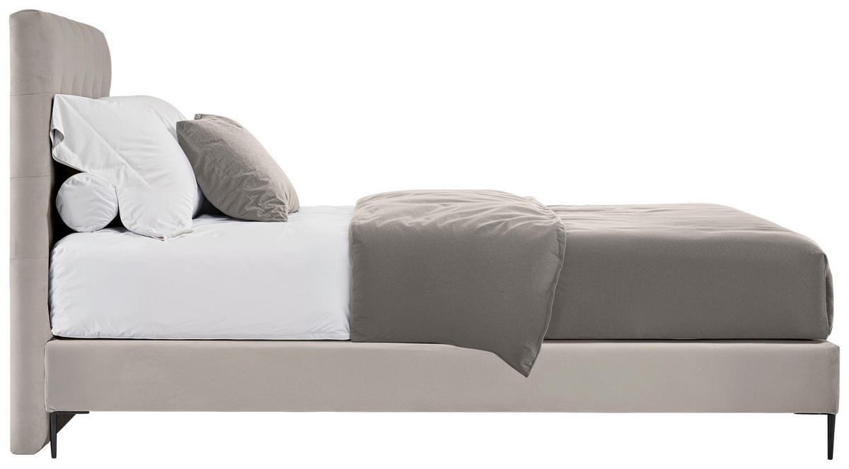 Boxspring, 140/200 cm, crem - crem/culoare natur, Modern, metal/textil (140/200cm) - MID.YOU