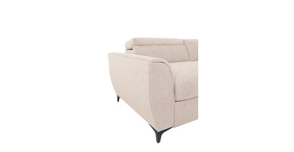 ECKSOFA Creme Velours  inkl. Bettkasten, Schlaffunktion, Rücken echt, Kopfteilverstellung, Liegefläche im Originalstoff  - Creme/Schwarz, KONVENTIONELL, Textil/Metall (255/217cm) - Carryhome
