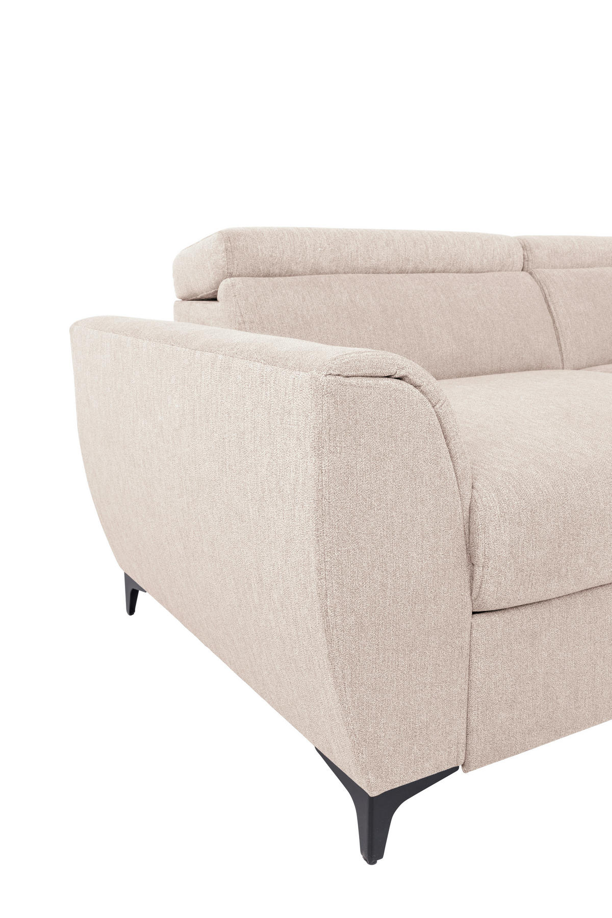 ECKSOFA Creme Velours  - Creme/Schwarz, KONVENTIONELL, Textil/Metall (255/217cm) - Carryhome