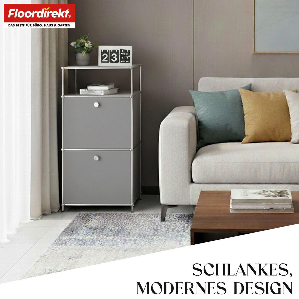 REGAL Grau  - Grau, Basics, Metall (50/100/40cm) - Floordirekt