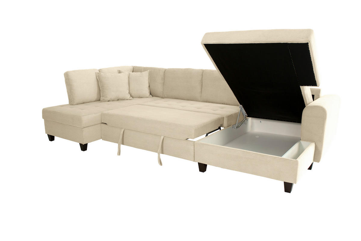 WOHNLANDSCHAFT MORITZ Creme Cord  - Creme, Trend, Textil (178/324/155cm) - P & B