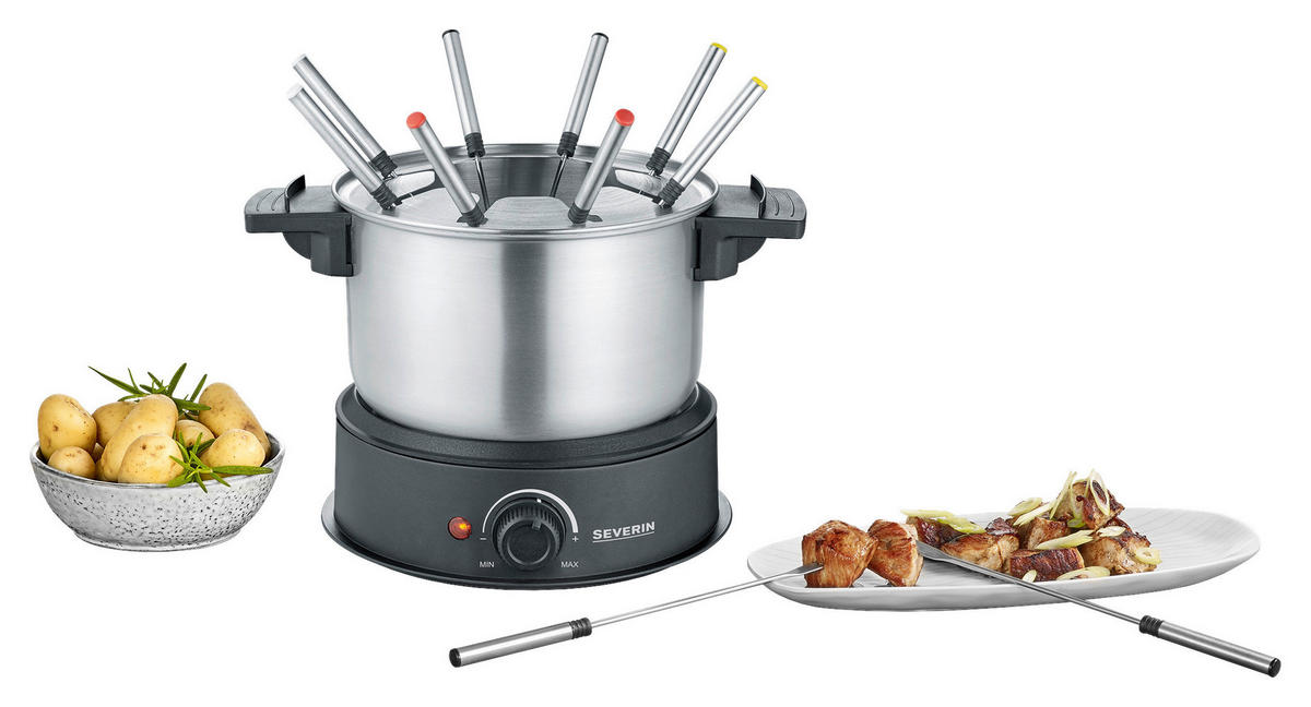 FONDUESET  - Silberfarben, Basics, Metall - Severin