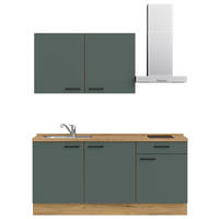 KÜCHENLEERBLOCK 180 cm   in Eichefarben, Dunkelgrün  - Dunkelgrün/Eichefarben, MODERN, Holzwerkstoff/Metall (180cm) - Nobilia