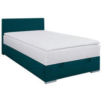 POLSTERBETT 120/200 cm,  in Petrol, Bettkasten, Topper, H2 + H2 = mittel  - Chromfarben/Petrol, KONVENTIONELL, Holz/Kunststoff (120/200cm) - MID.YOU