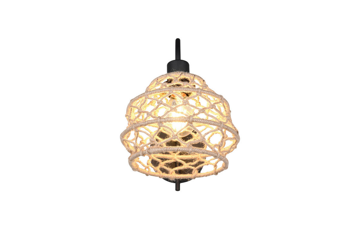 WANDLEUCHTE Hive 30,5/32/20 cm  - Schwarz/Naturfarben, Natur, Textil/Metall (30,5/32/20cm)