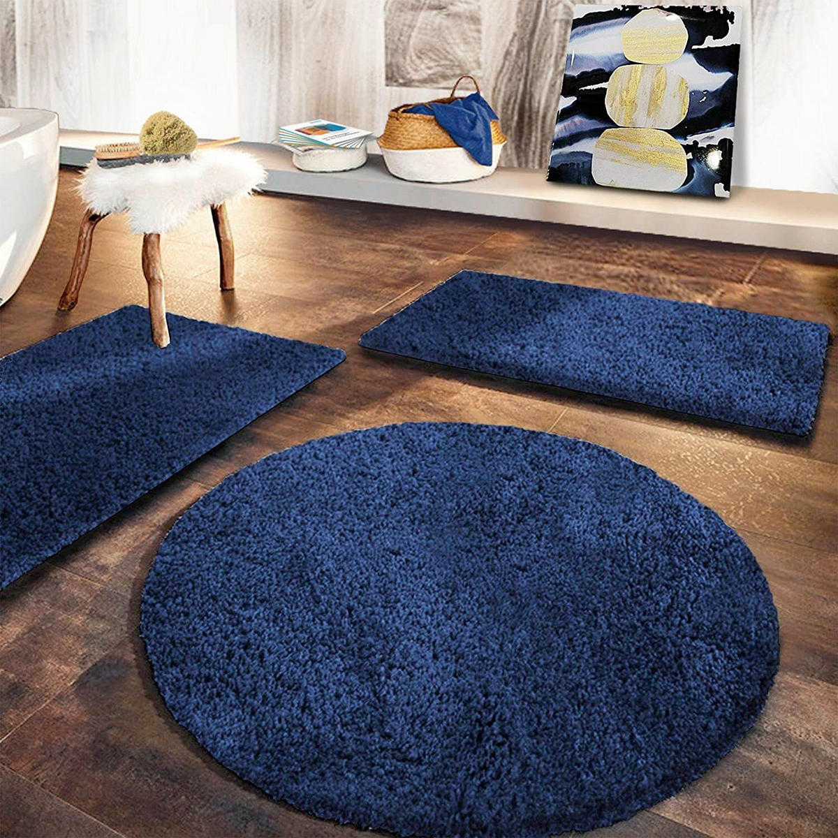 BADEMATTE SKY Dunkelblau 95 cm  - Dunkelblau, Basics, Kunststoff/Textil (95cm) - Floordirekt