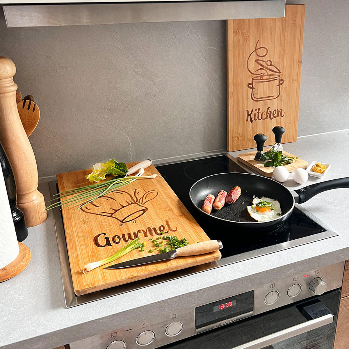 HERDABDECKPLATTE - Hellbraun, Basics, Naturmaterialien (57.5/32.5/4cm) - Kesper