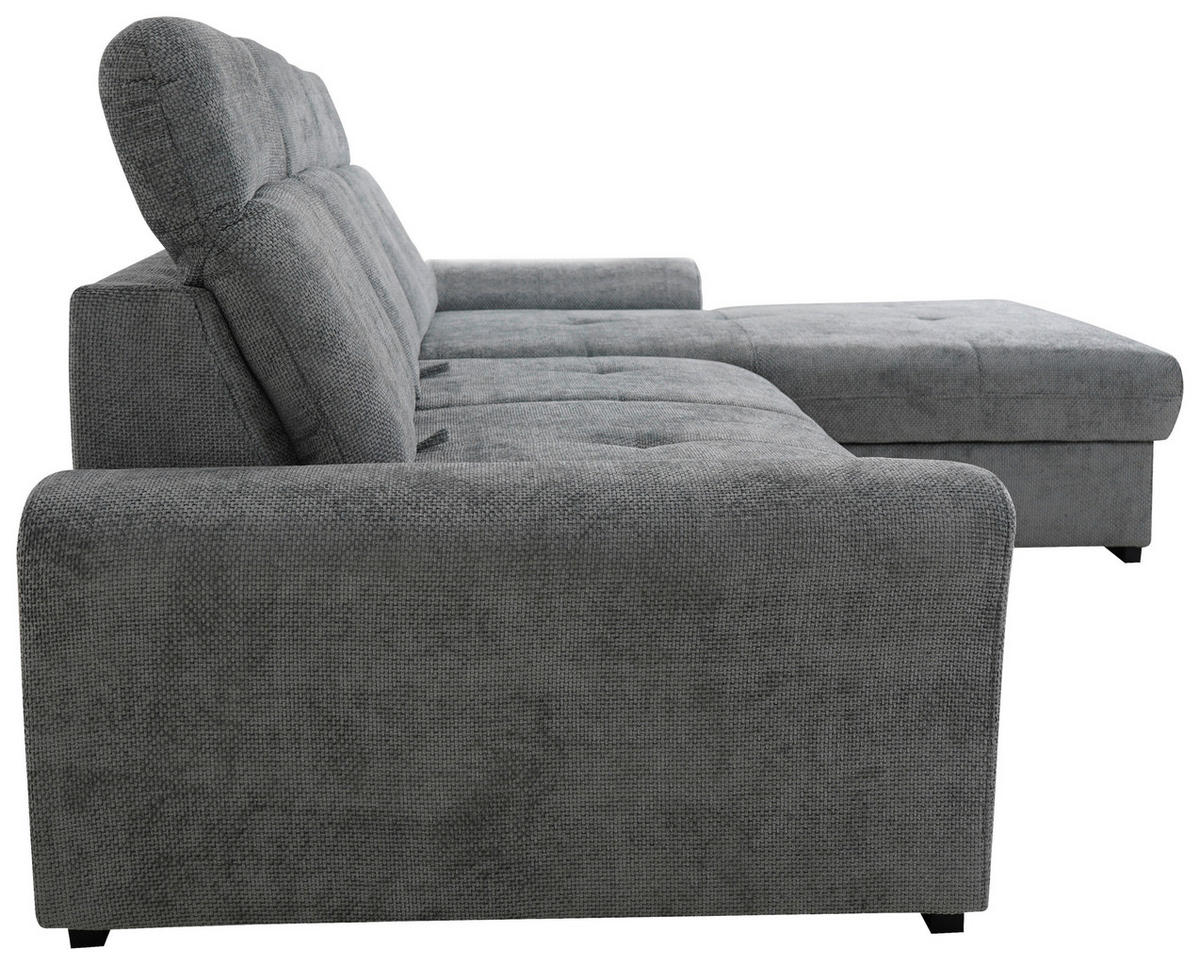 ECKSOFA Grau Chenille  - Schwarz/Grau, KONVENTIONELL, Holz/Textil (286/203cm) - MID.YOU