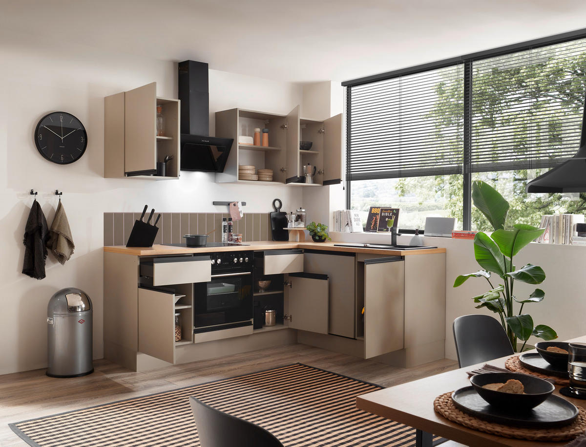 ECKKÜCHE 220/175 cm  in Seidengrau  - Eichefarben/Seidengrau, Trend, Holzwerkstoff/Metall (220/175cm) - P & B