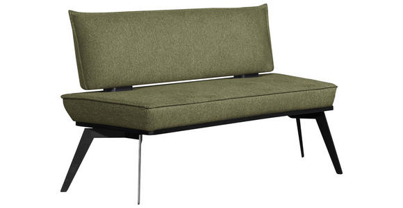 SITZBANK 153/90/65 cm Webstoff Schwarz, Olivgrün Buche massiv  - Schwarz/Olivgrün, Basics, Holz/Textil (153/90/65cm) - Carryhome