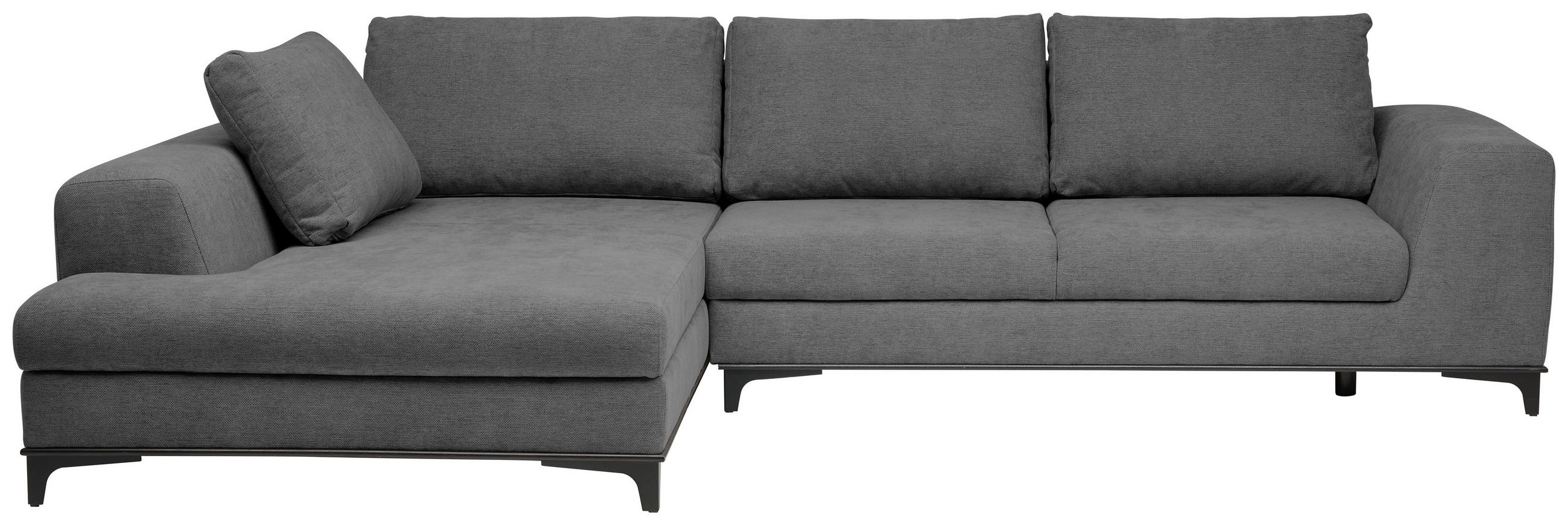 ECKSOFA inkl. Funktionen Grau Webstoff Rückenkissen, Bettkasten, Schlaffunktion, Rücken echt  - Wengefarben/Schwarz, Design, Holz/Textil (211/314cm) - Stylife