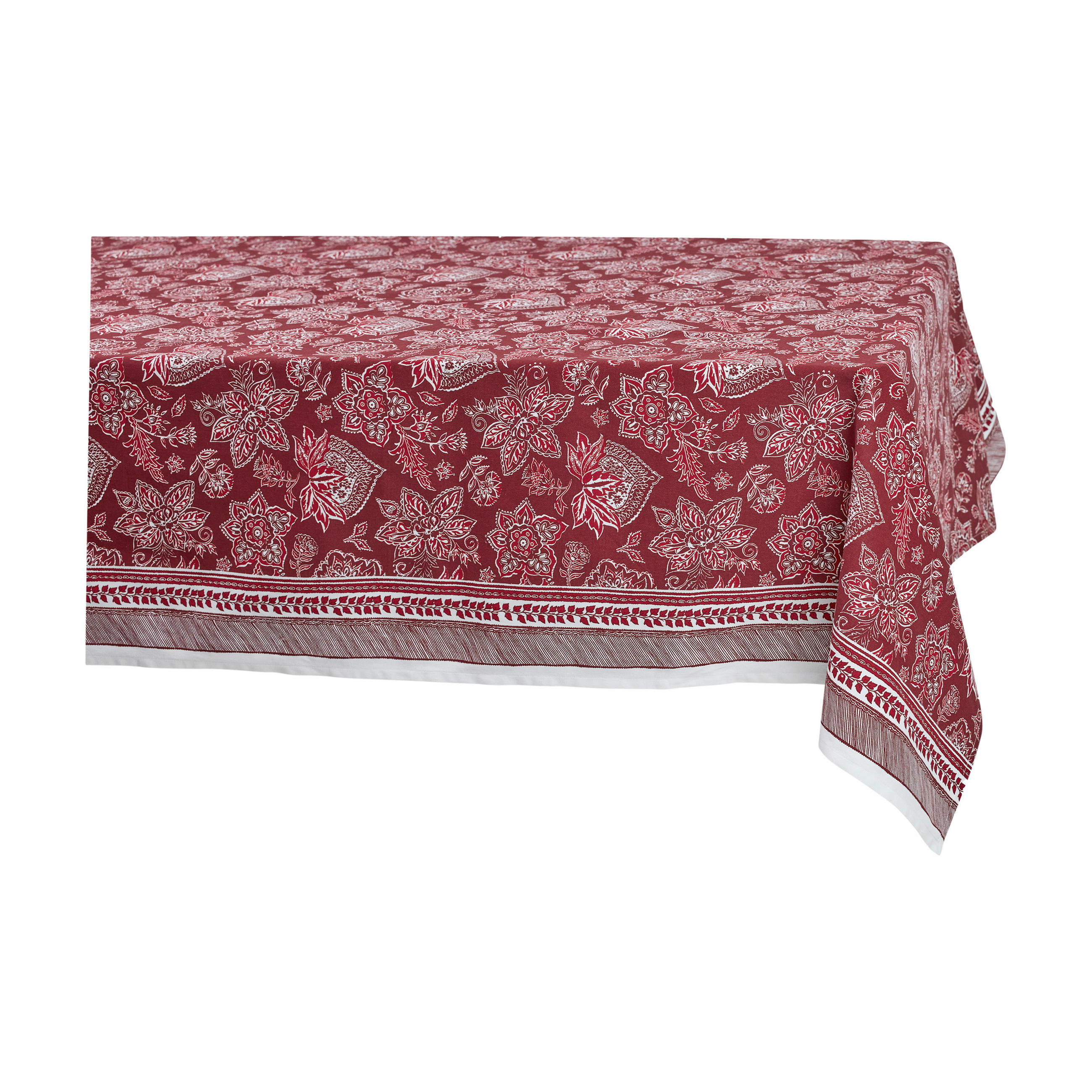 BORDSDUK Emma textil flatväv röd, vit 140/240 cm  - vit/röd, Basics, textil (140/240cm)
