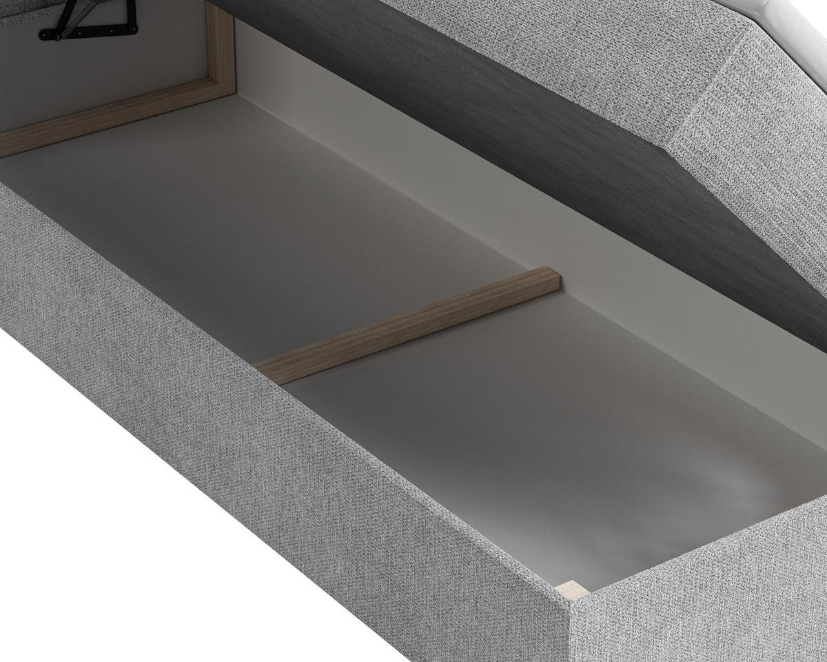 BOXBETT 140/200 cm,  in Grau, Bettkasten, Topper,  - Schwarz/Grau, MODERN, Holz/Kunststoff (140/200cm) - MID.YOU