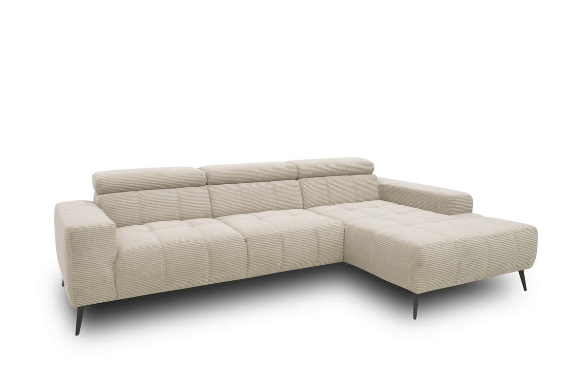 ECKSOFA TRENTO Taupe Mikrofaser  - Taupe/Dunkelgrau, MODERN, Textil/Metall (287/175cm) - MID.YOU