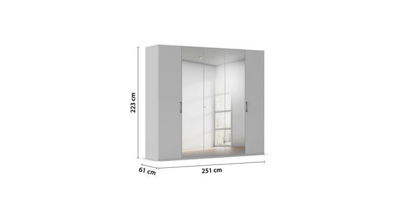 DREHTÜRENSCHRANK 251/223/61 cm,  in Champagner, 5-türig  - Chromfarben/Edelstahlfarben, Basics, Glas/Holzwerkstoff (251/223/61cm) - Novel