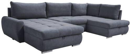 ECKSOFA Grau Velours  - Chromfarben/Grau, Design, Kunststoff/Textil (174/322/173cm) - Livetastic