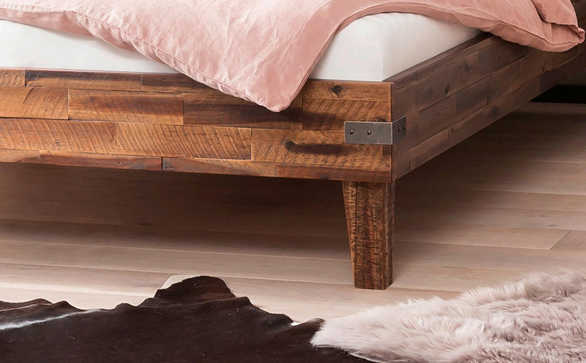 BETT 140/200 cm  in Braun, Akaziefarben, Hellgrau   - Hellgrau/Braun, Modern, Holz/Textil (140/200cm) - Hasena