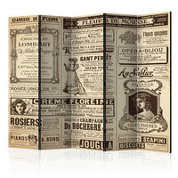 PARAVENT mit 5  Flügel - Dunkelbraun/Beige, Basics, Holz/Textil (225/172/3cm) - artgeist