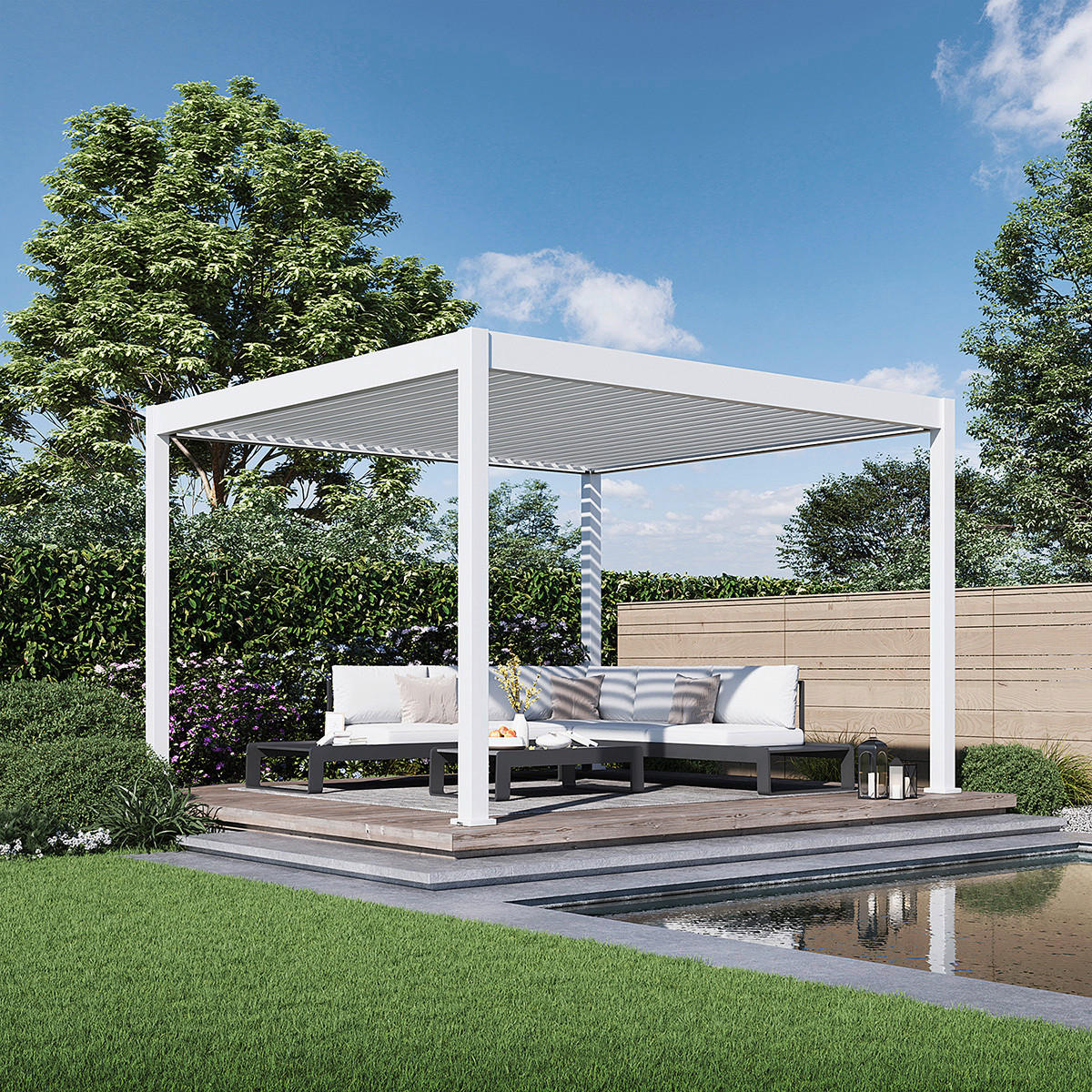 PERGOLA 360/255/400 cm   - Weiß, Basics, Metall (360/255/400cm) - Gardenson