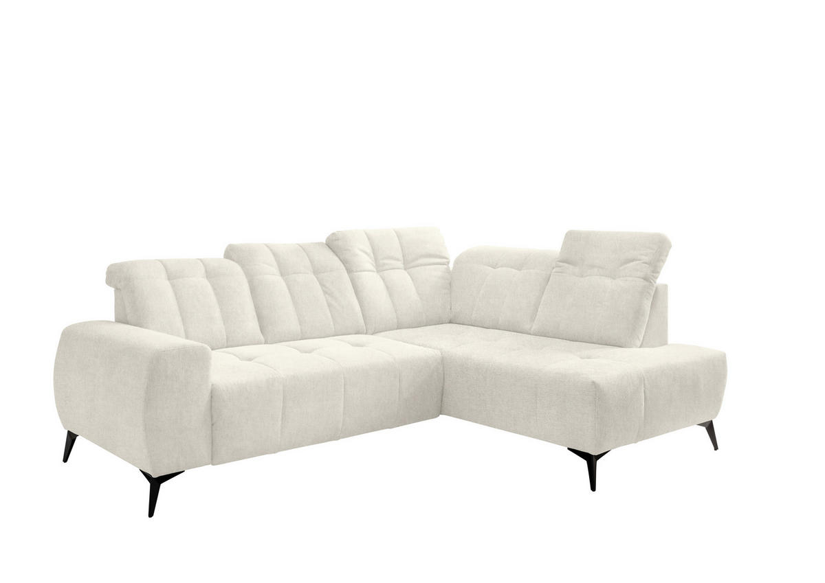 ECKSOFA in Mikrofaser Creme  - Creme/Schwarz, Modern, Textil/Metall (261/200cm) - Livetastic
