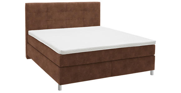 BOXSPRINGBETT 180/200 cm in Cognac - Chromfarben/Cognac, KONVENTIONELL, Kunststoff/Textil (180/200cm) - Voleo