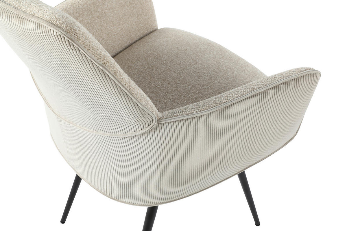 NASLANJAČ, kovina, tekstil krem barve  - črna/krem barve, Design, kovina/tekstil (60/86/62cm) - Carryhome