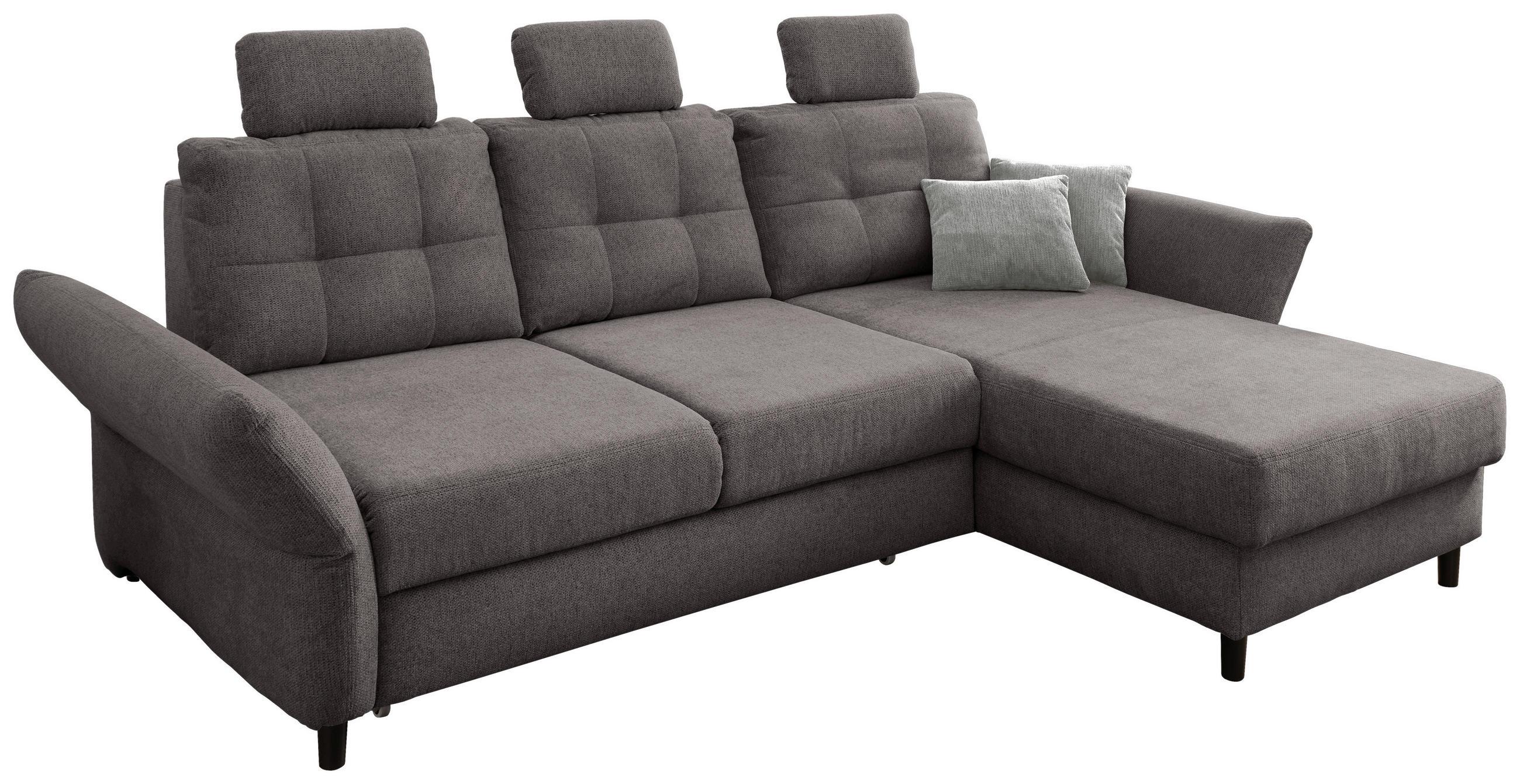 ECKSOFA Graubraun Chenille  - Graubraun/Hellgrau, MODERN, Holz/Textil (250-280/176cm) - Livetastic