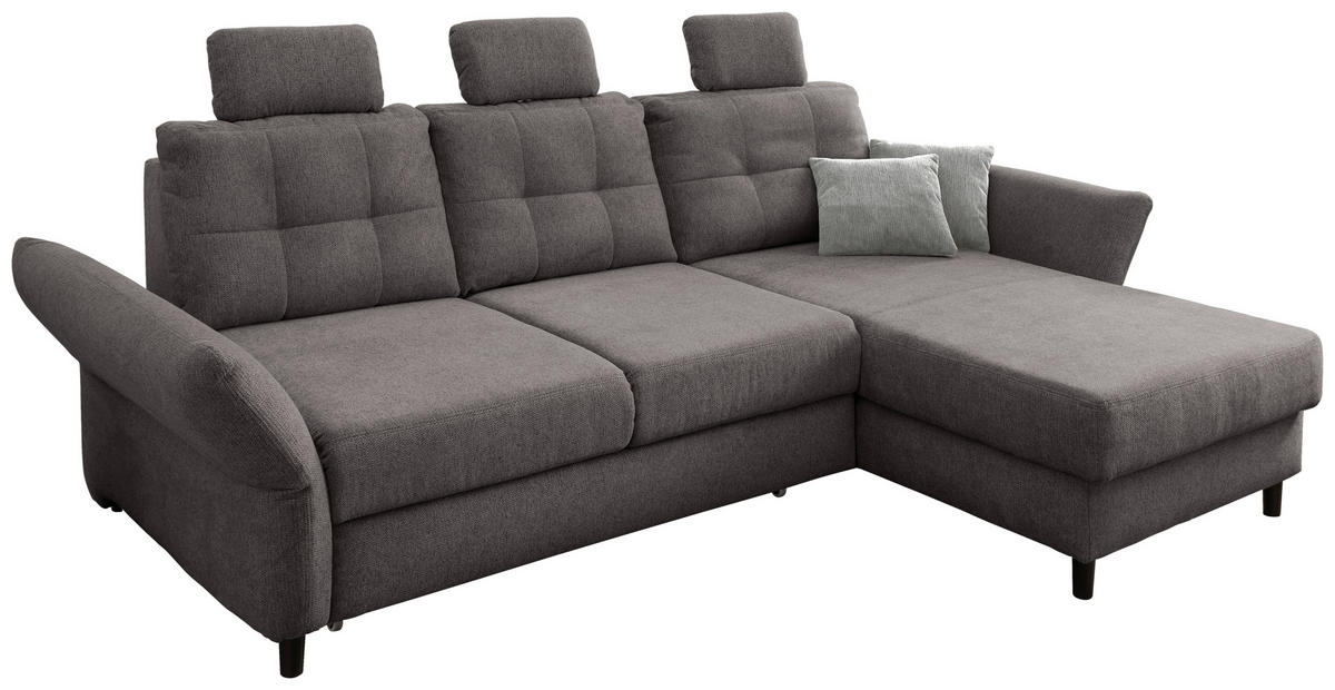 ECKSOFA in Chenille Graubraun  - Graubraun/Hellgrau, Modern, Holz/Textil (250-280/176cm) - Livetastic
