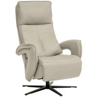 RELAXSESSEL in Leder Ecru  - Ecru/Schwarz, Design, Leder/Metall (77/119/87cm) - Valdera